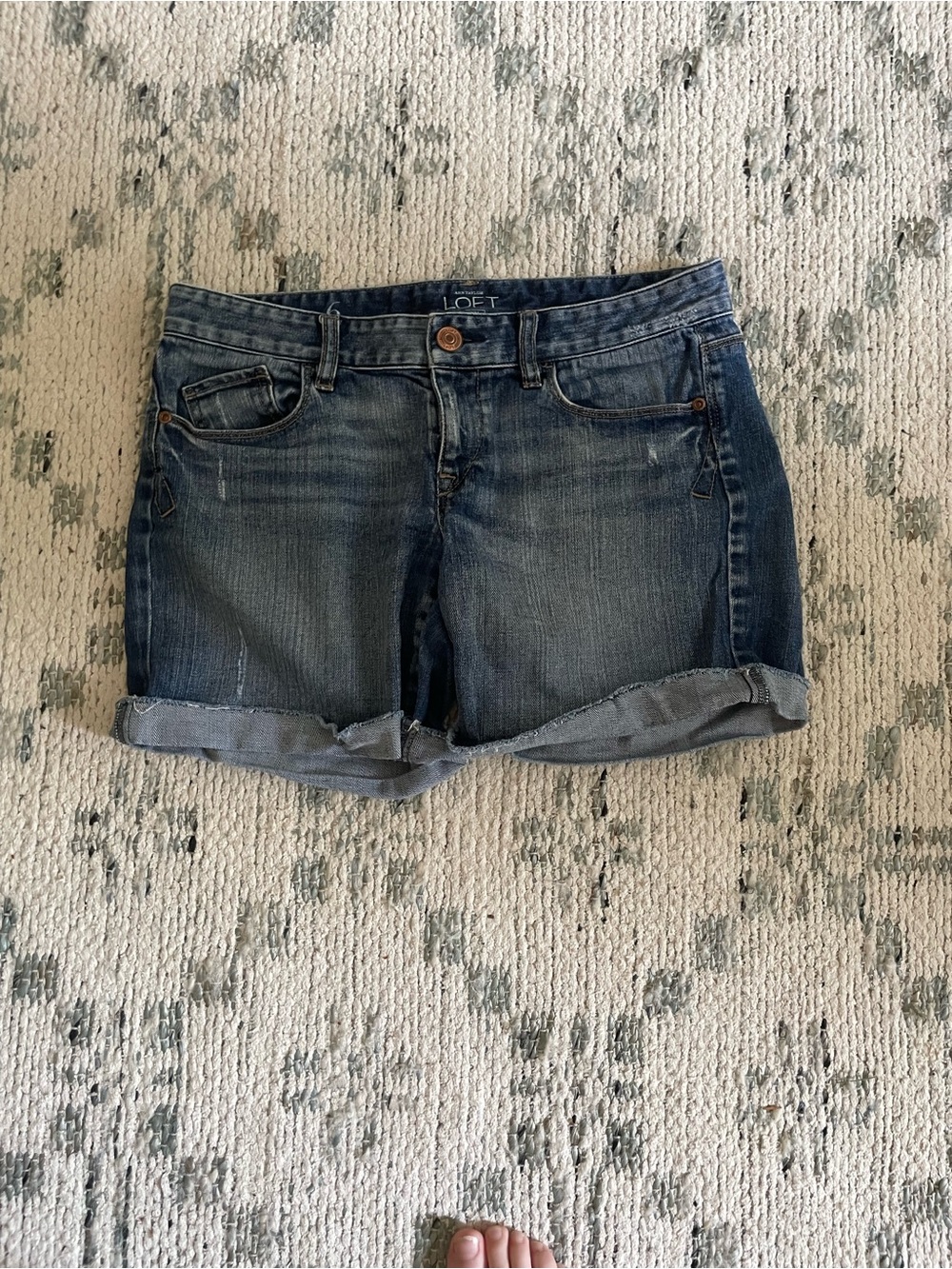 LOFT Medium Wash Denim Rolled Cuff Shorts